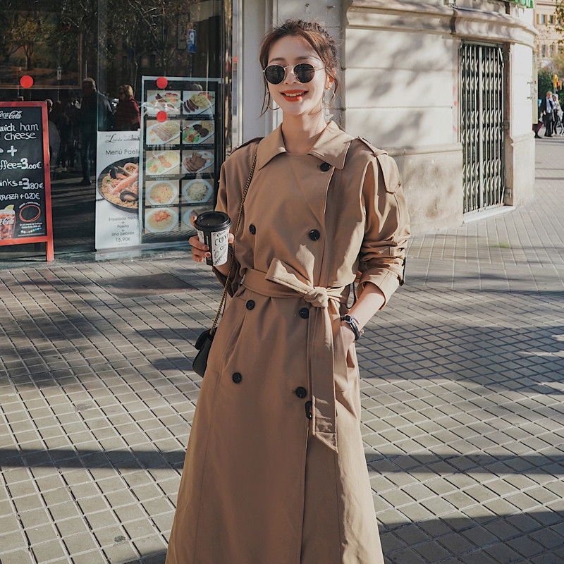 Brand New Fashion Women's Trench Coat Double Breasted Long Button-Back Loose Cloak Lady Duster Coat Windbreaker Female Outerwear