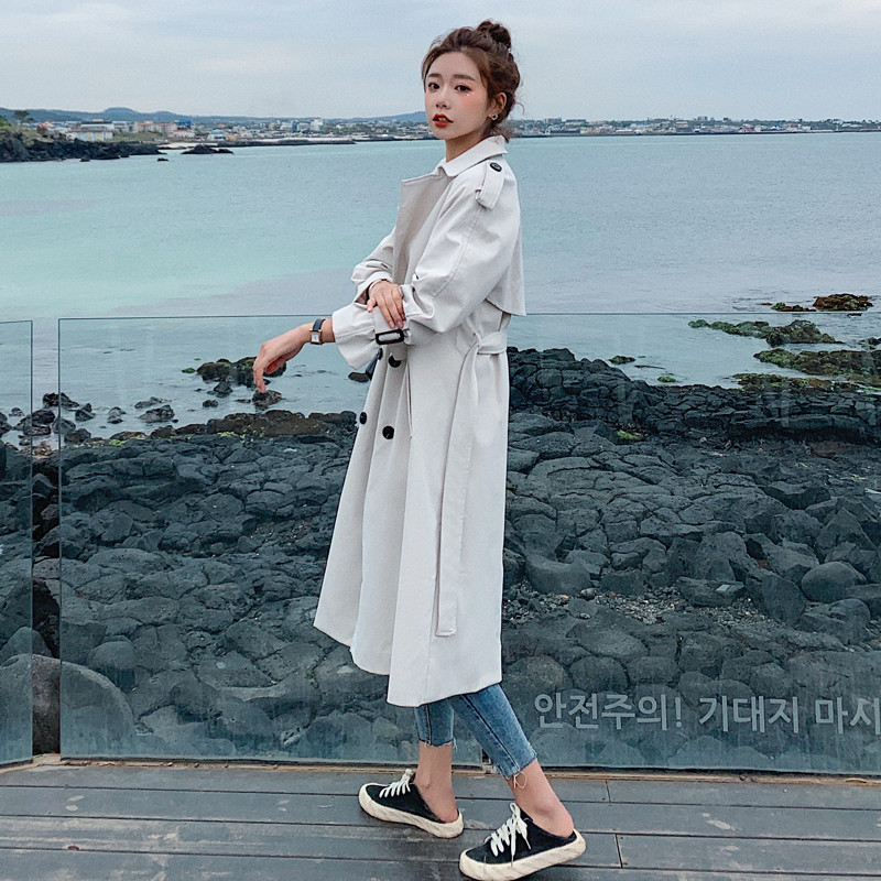 Fashion New Double-Breasted Women Trench Coat Long Belted Slim Lady Duster Coat Cloak Female Outerwear Spring Autumn Clothes
