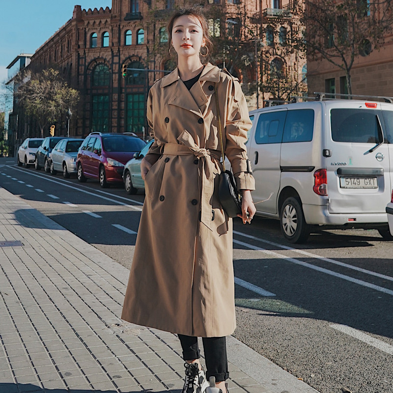 Brand New Fashion Women's Trench Coat Double Breasted Long Button-Back Loose Cloak Lady Duster Coat Windbreaker Female Outerwear
