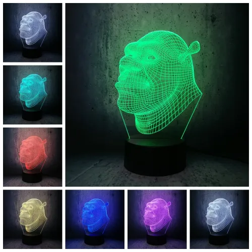 Shrek 3D Touch USB Visual Led Bulb Lamp Night Light novelty lighting floodlights Table Lampara Xmas Gift RGB movie fans gifts