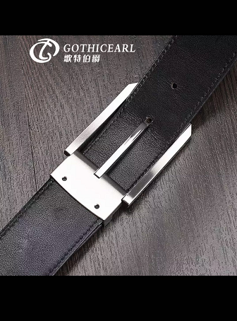 GOTHICEARI light luxury brand crocodile belly men's belt simple fashion pin buckle business suit belt new atmosphere pants belt 3.8cm black 125cm