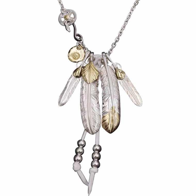 Luxury encounter ins feather necklace men's tide sterling silver Takahashi Goro Zhu Yilong star same paragraph Ale deerskin sweater chain