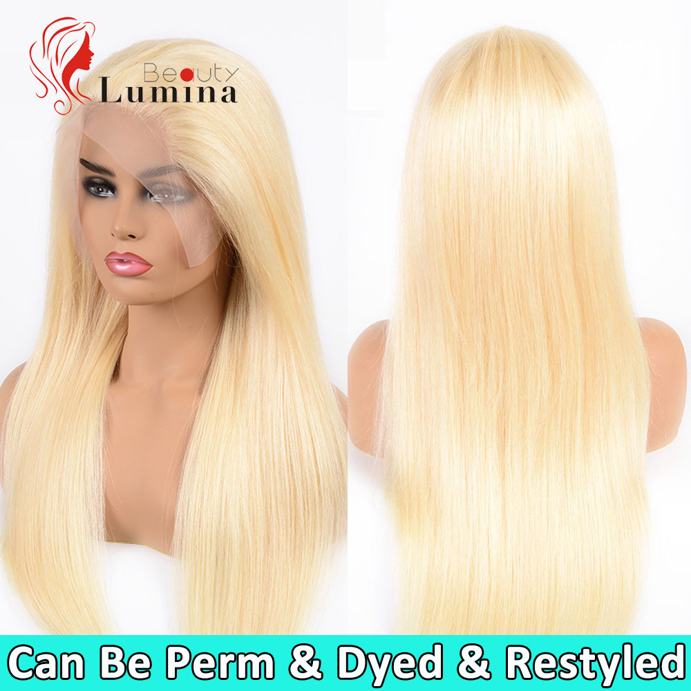 Brazilian 613 Blonde Human Hair Wig Remy Straight Hair 13x4 Lace Front Wig Pre-plucked WIth Baby Hair 180% Density Beauty Lumina