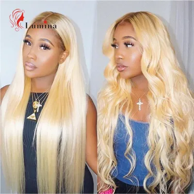 Brazilian 613 Blonde Human Hair Wig Remy Straight Hair 13x4 Lace Front Wig Pre-plucked WIth Baby Hair 180% Density Beauty Lumina