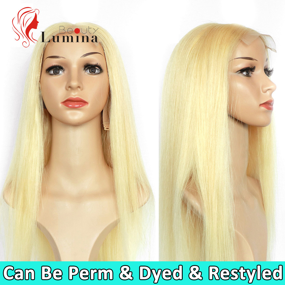 Brazilian 613 Blonde Human Hair Wig Remy Straight Hair 13x4 Lace Front Wig Pre-plucked WIth Baby Hair 180% Density Beauty Lumina