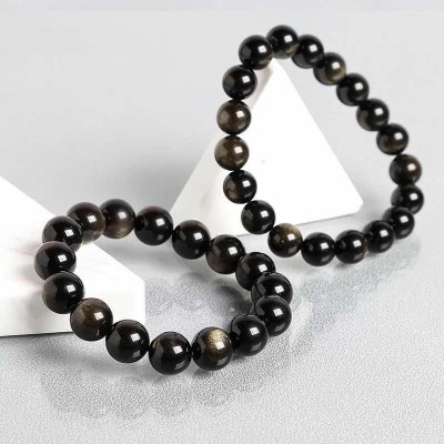 Natural Gold Obsidian Bracelet Men's and Women's Single Circle Jin Yao Stone Couple Bracelet Crystal Lucky Transfer Jewelry