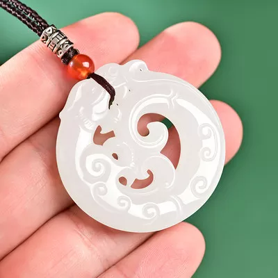 Xinjiang Hetian jade imitation antique jade pendant male jade necklace dragon