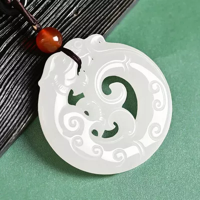 Xinjiang Hetian jade imitation antique jade pendant male jade necklace dragon