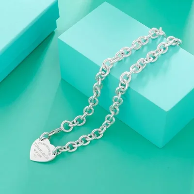 Tiffany Genuine Necklace lady's exquisite heart-shaped tag Sterling Silver clavicle chain 19936562