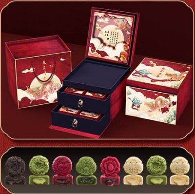 Mid-Autumn Mooncake Liquid Heart Cantonese Bean Paste, Five-Ren, Lotus Paste, Egg Yolk, Group Buy Bulk, Multi-Taste