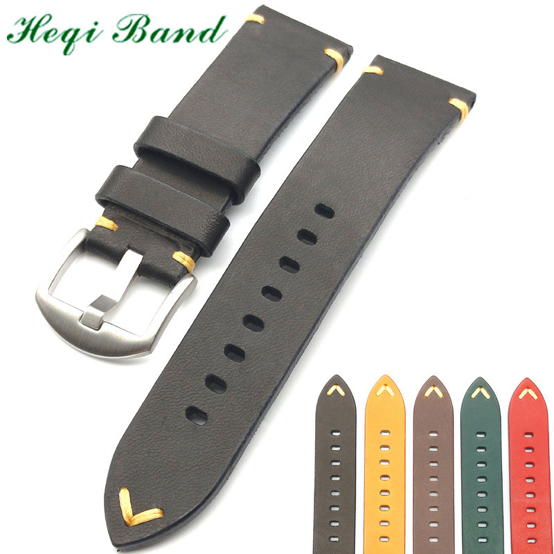 厂家现货新款意大利柔软植鞣头层牛皮单层手工复古油腊表带26mm