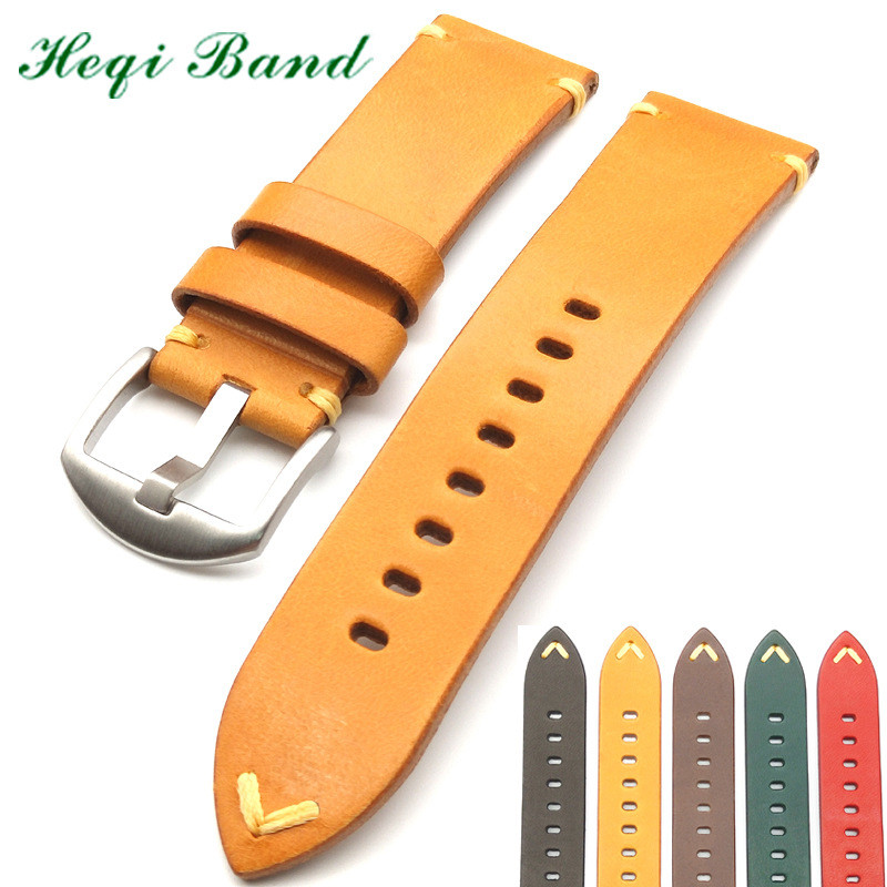 厂家现货新款意大利柔软植鞣头层牛皮单层手工复古油腊表带26mm