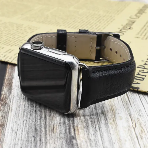 新款法国高级山羊皮 全包边iwatch1/2/3/4/5代真皮手表带厂家直销