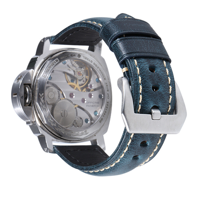 手工复古真皮手表带油蜡头层牛皮表链适用dw浪琴万国天梭针扣订制