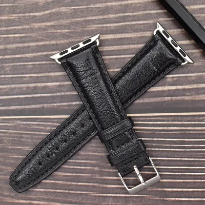 新款法国高级山羊皮 全包边iwatch1/2/3/4/5代真皮手表带厂家直销