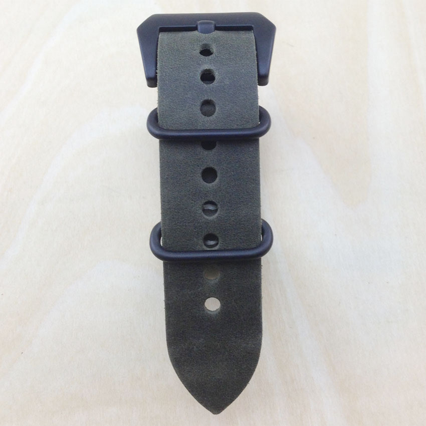 真皮手表带 小牛皮疯马复古一条过NATO手表链24MM黑棕色 厂家现货