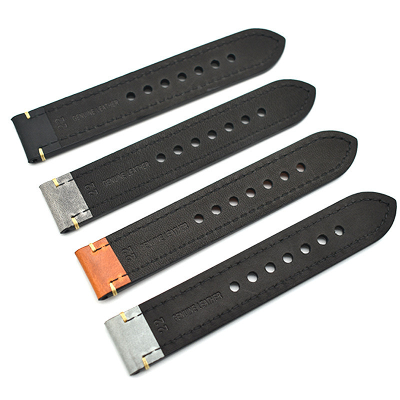 厂家真牛皮手表带疯马头层表链18/20/22/24/26MM手表皮带现货定制