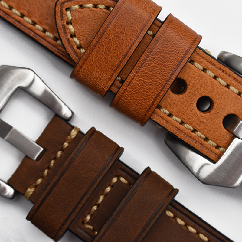 厂家真牛皮手表带疯马头层表链18/20/22/24/26MM手表皮带现货定制