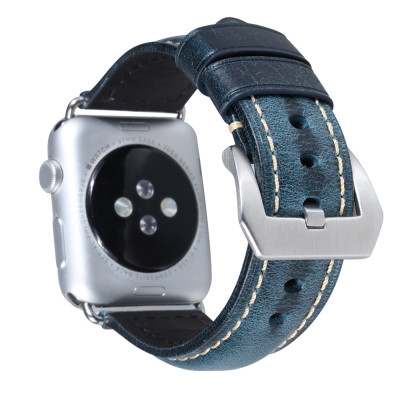 适用于苹果手表表带apple watch12345代头层真牛皮复古手表表带38