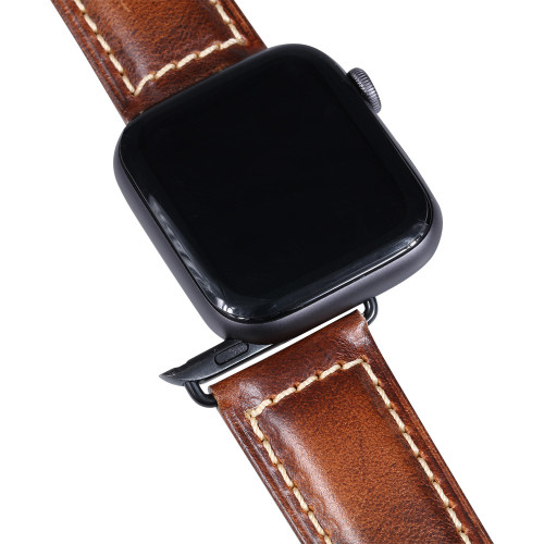 适用于苹果手表表带apple watch12345代头层真牛皮复古手表表带38