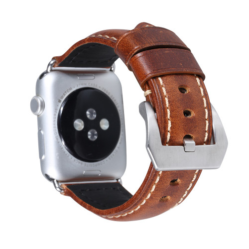适用于苹果手表表带apple watch12345代头层真牛皮复古手表表带38