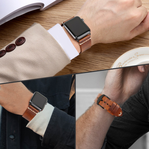 意大利油蜡皮适用苹果手表真皮表带适用apple watch iwatch band