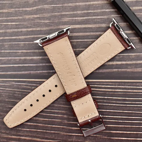 新款法国高级山羊皮 全包边iwatch1/2/3/4/5代真皮手表带厂家直销