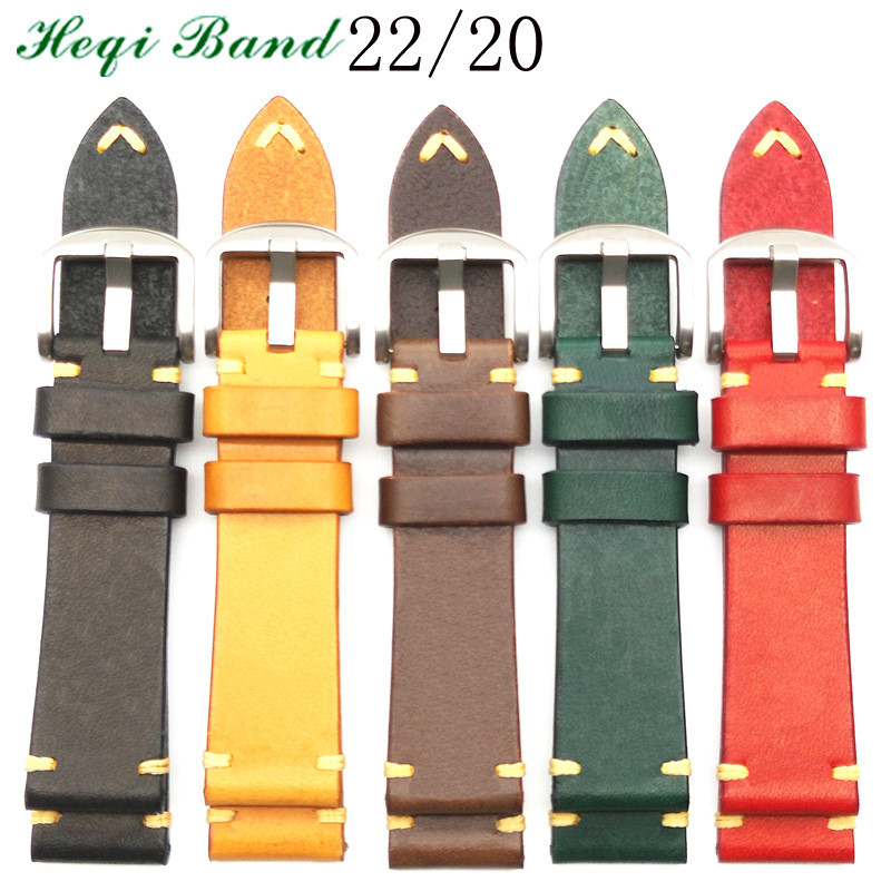 厂家现货新款意大利柔软植鞣头层牛皮单层手工复古油腊表带26mm