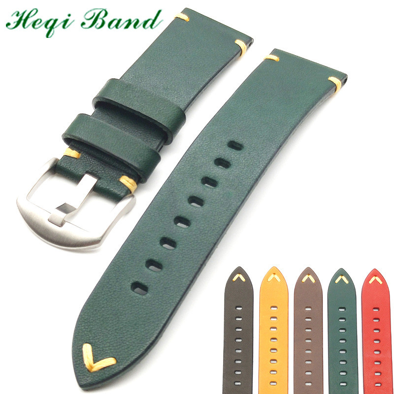 厂家现货新款意大利柔软植鞣头层牛皮单层手工复古油腊表带26mm