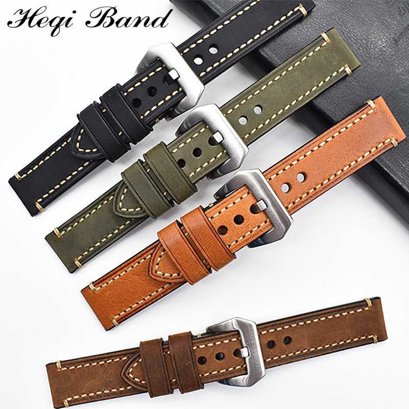 厂家真牛皮手表带疯马头层表链18/20/22/24/26MM手表皮带现货定制