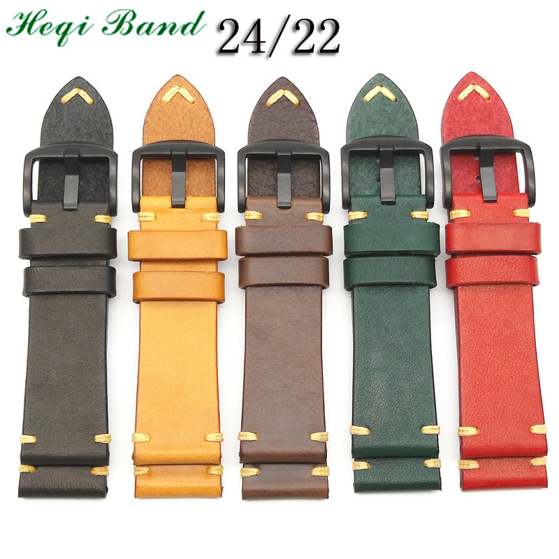 厂家现货新款意大利柔软植鞣头层牛皮单层手工复古油腊表带26mm