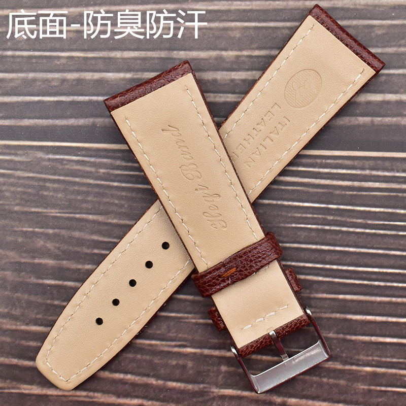 新款法国高级山羊柔软植鞣皮24/22/20mm全包边真皮手表带厂家直销