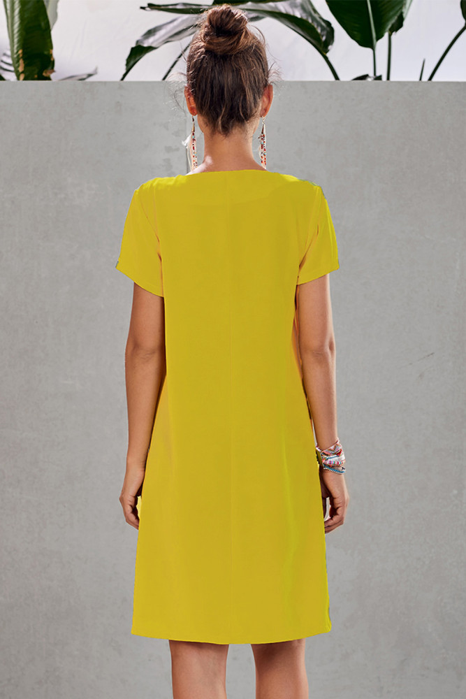 Copy Summer Tribal Print V-Neck Shift Casual Dress