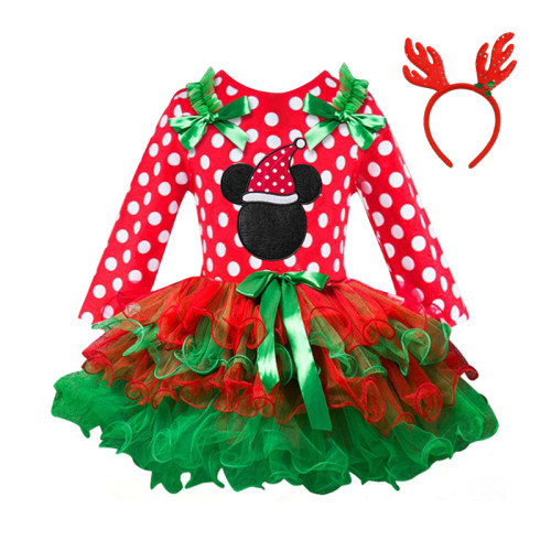 Fancy New Year Baby Girl Carnival Santa Dress For Girls Summer Mouse Christmas Children Clothing Party Tulle Kids Costume