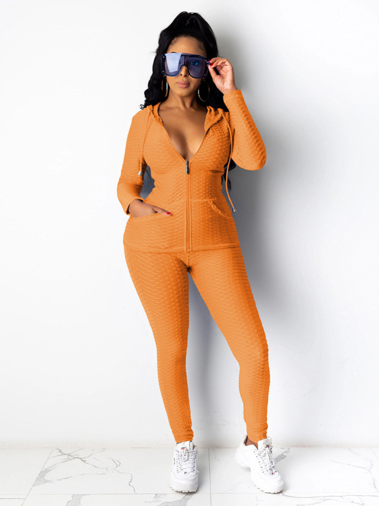 Y378 Mandy 2020 European And American Women's Amazon Independent Station Hooded Sweatshirt Multicolor Long Sleeve Sports Suit