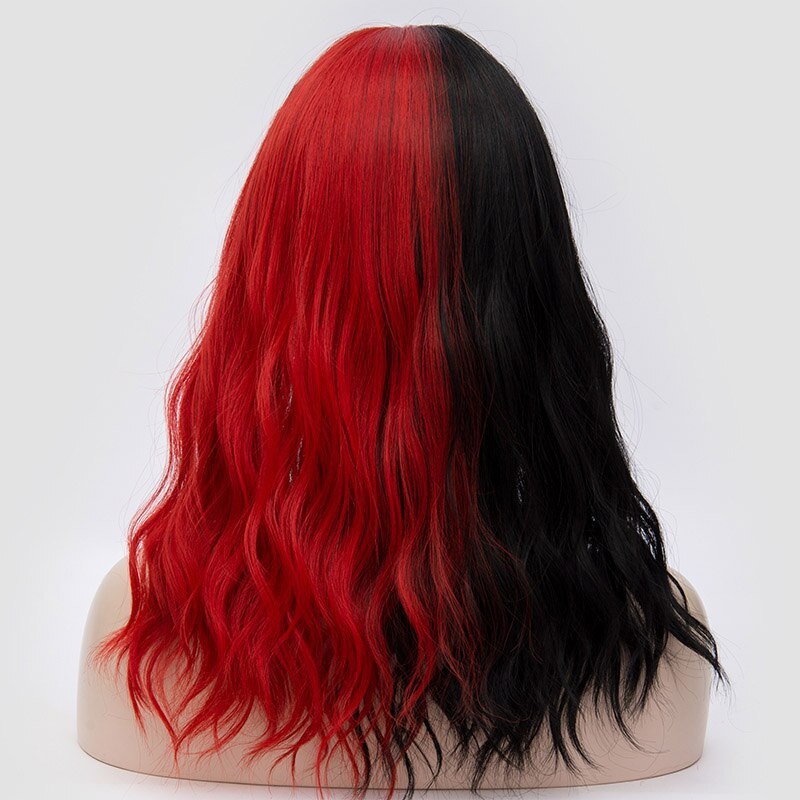 Similler Cosplay Kinky Curly Short Women Synthetic Wig Ombre Red Pink Grey Heat Resistance Fiber Hair with Bangs