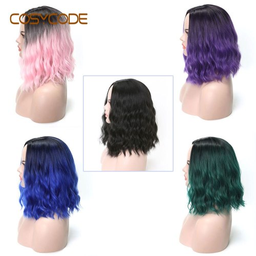 COSYCODE Purple Wig for Women Synthetic Cosplay Wig Slight Side Part 14 inch 30 cm Costume Wig Non-Lace