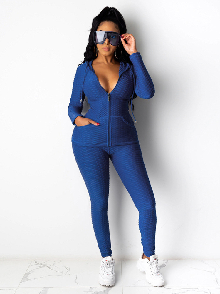 Y378 Mandy 2020 European And American Women's Amazon Independent Station Hooded Sweatshirt Multicolor Long Sleeve Sports Suit