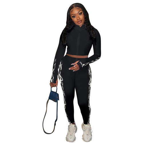 New Lucky Label 2 Piece Set Women ZipTop Pencil Pants Knitted High Stretch Outfit Jogger Matching Set Girl Wholesale Dropshpping
