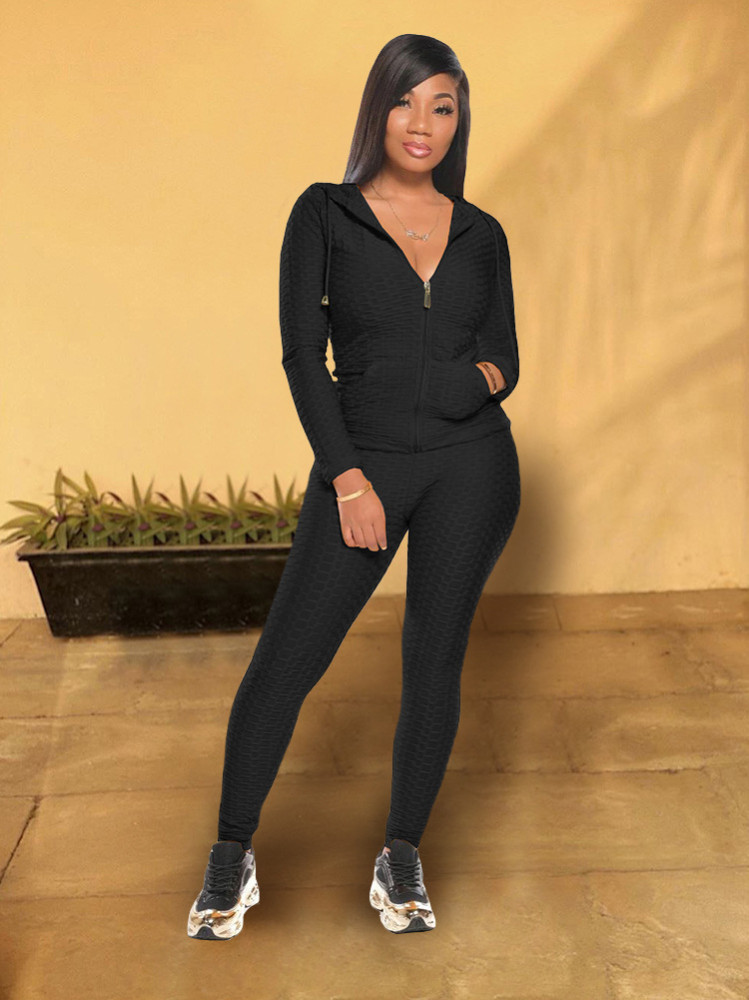 Y378 Mandy 2020 European And American Women's Amazon Independent Station Hooded Sweatshirt Multicolor Long Sleeve Sports Suit