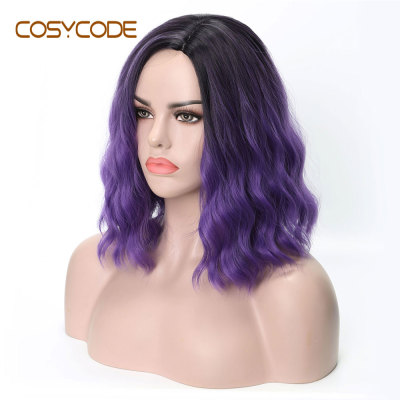 COSYCODE Purple Wig for Women Synthetic Cosplay Wig Slight Side Part 14 inch 30 cm Costume Wig Non-Lace