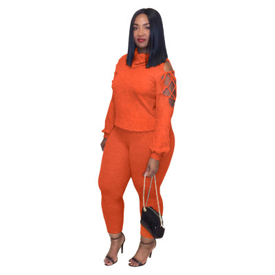 Women 2 Piece Set Turtleneck Bandage High Stretch Crop Top and Pencil Pants Active Wear Matching Set Mujer Wholesale Dropshpping