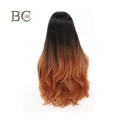 BCHR Ombre Middle Part Wig Black to Brown Synthetic Wigs for Women Middle Part Cosplay Wig for Hollywood Party Hair