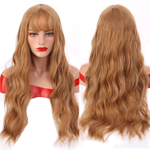 SHANGKE Long Mix Purple Womens Wigs With Bangs Heat Resistant Synthetic Kinky Curly Pink Green Wigs for Women African American