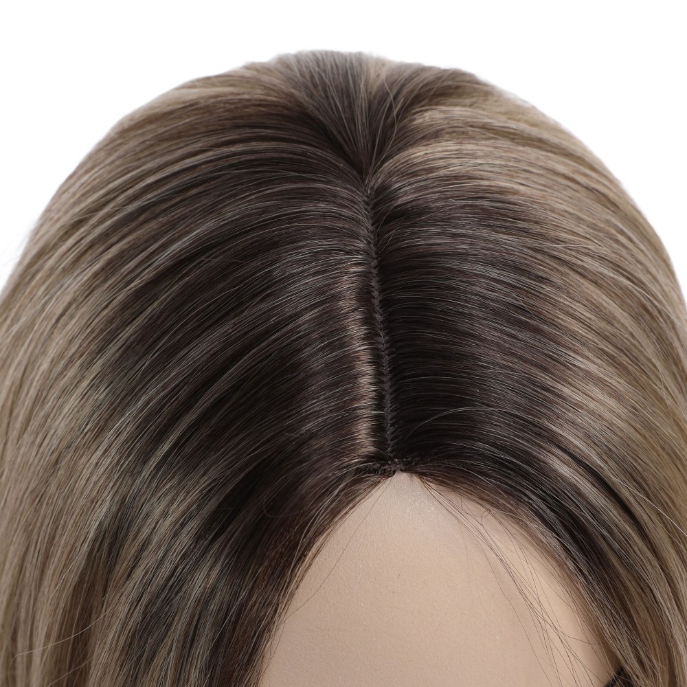 COSYCODE Long Wavy Synthetic Wig for Womem Honey Blonde 24 inch 60 cm Cosplay Middle Part Non-Lace Costume Wigs Heat Resistant