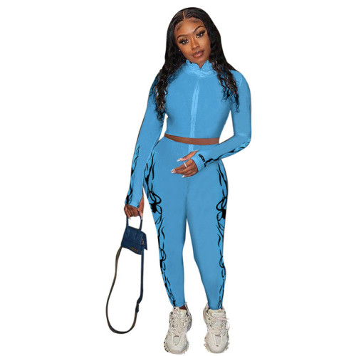 New Lucky Label 2 Piece Set Women ZipTop Pencil Pants Knitted High Stretch Outfit Jogger Matching Set Girl Wholesale Dropshpping