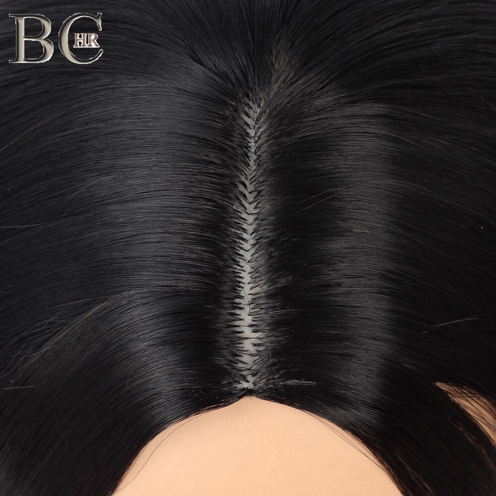 BCHR Ombre Middle Part Wig Black to Brown Synthetic Wigs for Women Middle Part Cosplay Wig for Hollywood Party Hair