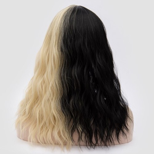 Similler Cosplay Kinky Curly Short Women Synthetic Wig Ombre Red Pink Grey Heat Resistance Fiber Hair with Bangs