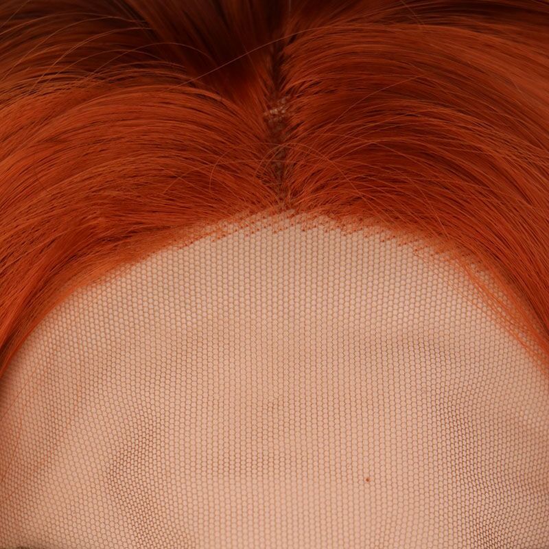 QQXCAIW Synthetic Lace Front Wig For Women Orange Color Glueless Long Natural Body Wave Heat Resistant Fiber Wigs