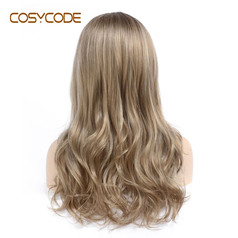 COSYCODE Long Wavy Synthetic Wig for Womem Honey Blonde 24 inch 60 cm Cosplay Middle Part Non-Lace Costume Wigs Heat Resistant